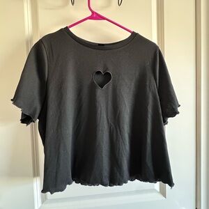 SHEIN Black Heart Cutout Tee